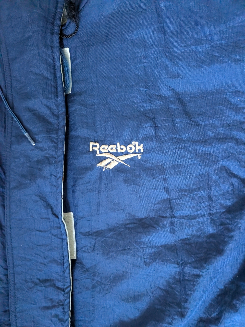 Vintage Reebok Blue Puffer Jacket Men's Medium Full Zip - Picture 3 of 5
